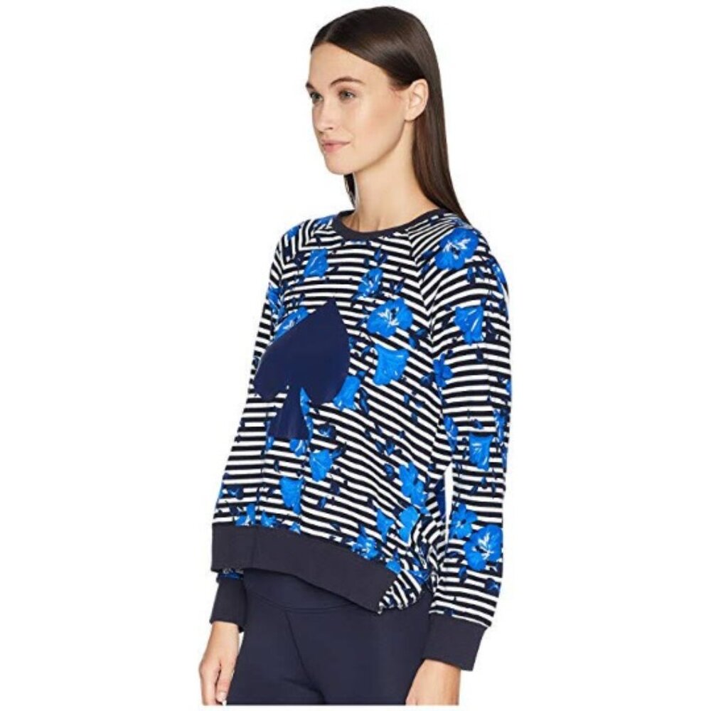 Kate Spade Floral Striped Spade Logo Sweatshirt Size XL - Picture 2 of 13